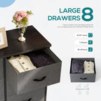 Dresser for Bedroom with 8 Drawers, Anti-Tip Tall Fabric Chests Storage Organizer Tower Furniture with Wooden Top Metal Frame for Clothes, Closet, Living Room, Hallway, Entryway