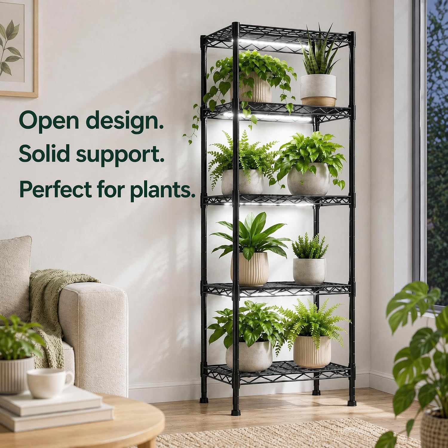 GRANNY SAYS 5-Tier Narrow Storage Shelves for Small Spaces – 15.8" W Metal Shelving Unit, Adjustable Wire Shelf, Freestanding Storage Rack for Bathroom, Laundry, Kitchen Pantry, Garage, Black