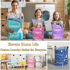 Custom Name Laundry Hamper, Personalized Laundry Basket with Name for Boys Girls Kids Men Women, Customized Name Dirty Clothes Basket Gifts for Clothes Toy Bathroom Bedroom Laundry Room Dorm