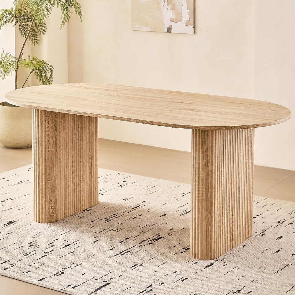 70.9" Large Dining Table for 4-6, Rounded Edges, Fully Assembled Table B...