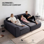Modular Floor Sofa, Cozy Corduroy Sectional Couch with Fully Washable Covers, Frameless L Shaped Couch for Living Room, Family & Pet Friendly Lounge, No Assembly (Black, Right Facing Chaise)