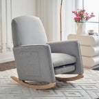 Rocking Chair Nursery with Foot Rest, Nursing Rocking Chair with High Backrest, Glider Rocker Chair for Living Room, Bedroom, Nursery(Cotton Linen Light Gray)