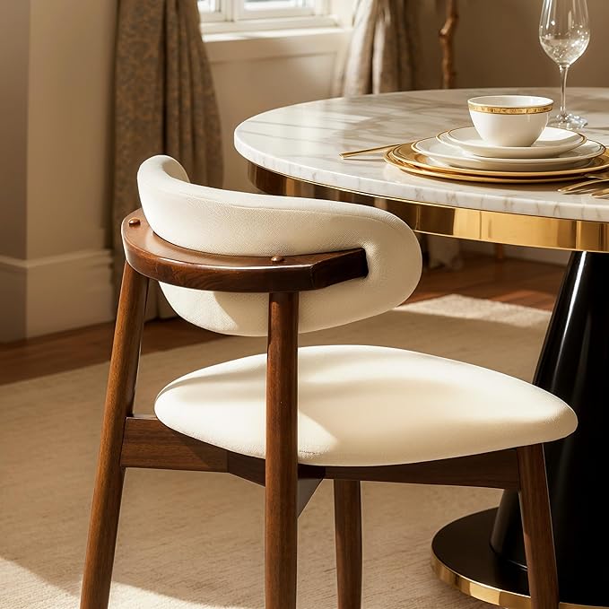 CHUN YI Dining Chairs Set of 4, Upholstered Wooden Dining Room Chairs, Mid Ce...