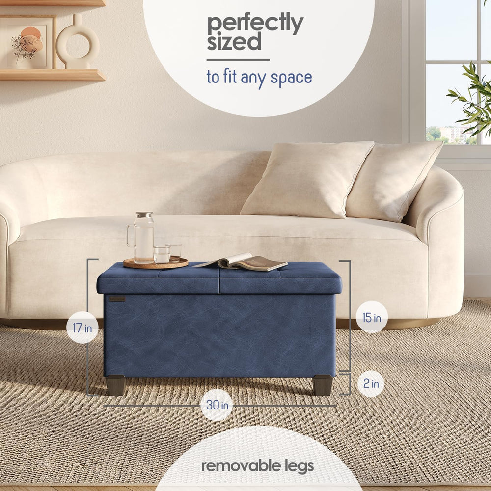 Storage Ottoman Bench with Bins, 30-in Storage Bench for Bedroom End of Bed, ...