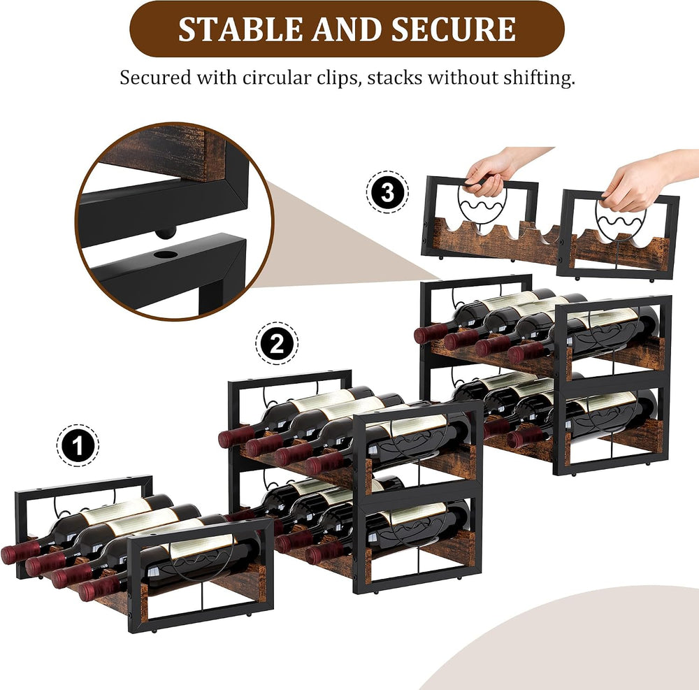 TQVAI Small Wine Racks 12 Bottle Countertop 3 Tier Wine Holder Bottle Storage...
