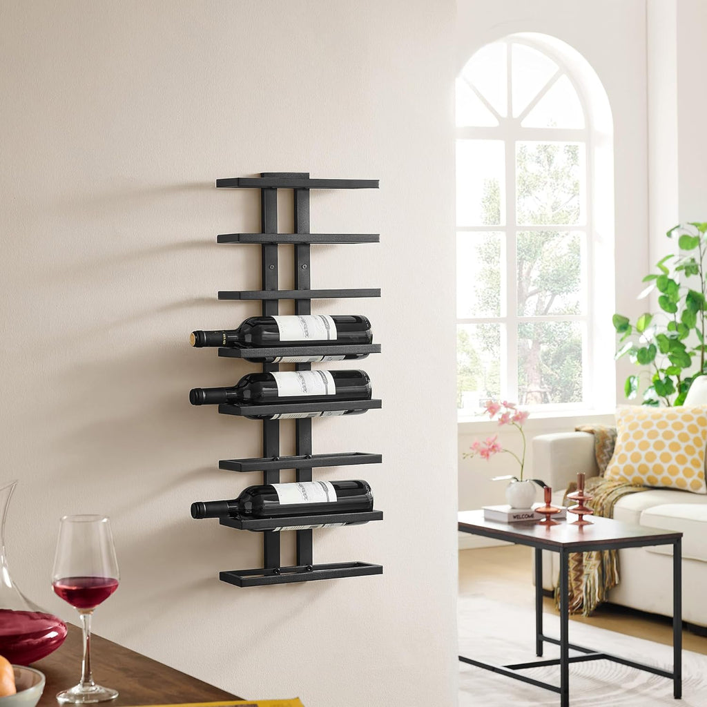 Hoctieon 8 Tier Wall Mount Wine Rack, Wall Racks for Wine Bottles Display and Storage, Hanging Bottle Organizer for Living Room, Dining Room, Wine Cellar, Bar, Black