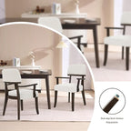 Modern Wood Dining Chairs with Arms Set of 2, Velvet Upholstered Kitchen Chairs with Open Curved Backrest & Black Hardwood Legs, Accent Chairs 350 LBS Capacity, White