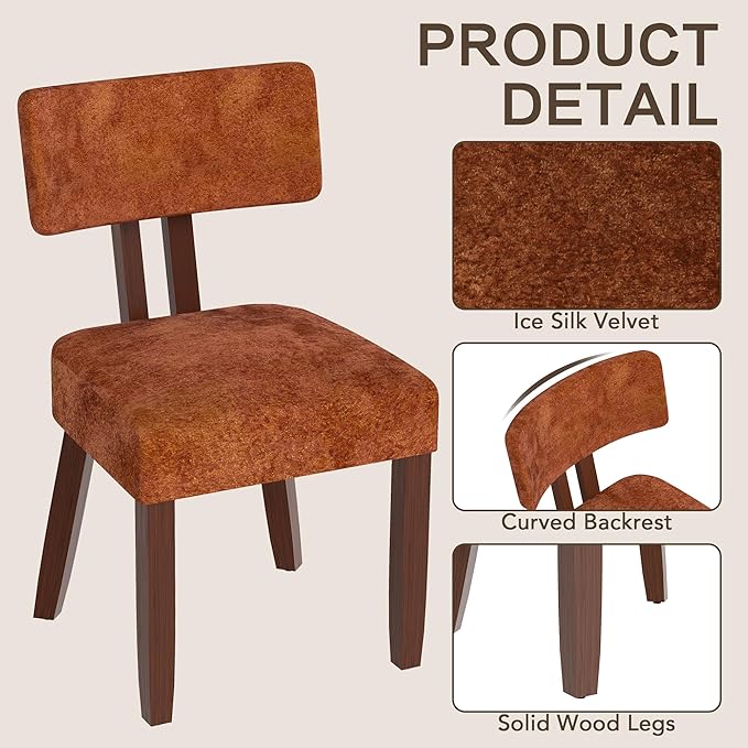 GOTMINSI Mid Century Modern Dining Chairs,Velvet Farmhouse Upholstered Kitche...