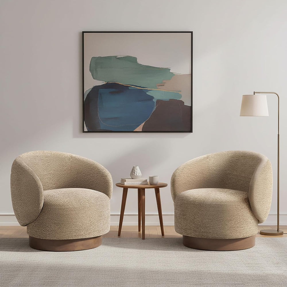 KISLOT Swivel Accent Chair Modern Round Barrel Armchair with Upholstered Perf...