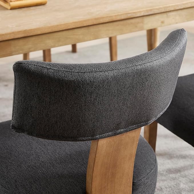 Modern Kitchen Chairs Set of 4, Upholstered Dining Chairs with Curved Back, F...