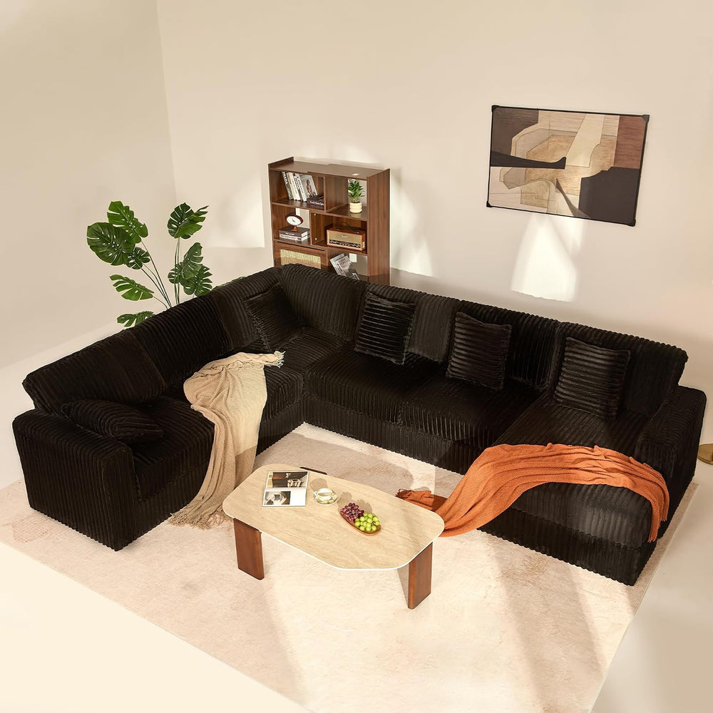 GOSUHI 139" U-Shaped Cloud Couch, Modular Sectional, Deep Seats, Black |...
