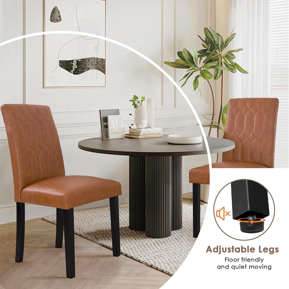 VECELO Upholstered Dining Chairs Set of 6, Modern PU Leather Accent Parsons, ...