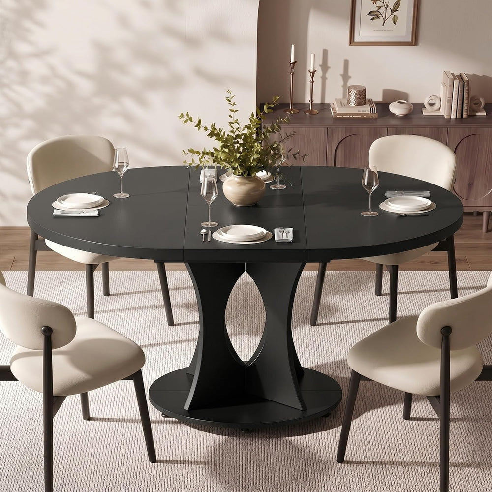 Einhomn 43-59" Extendable Round Dining Table, Kitchen Table for 4-8, Far...