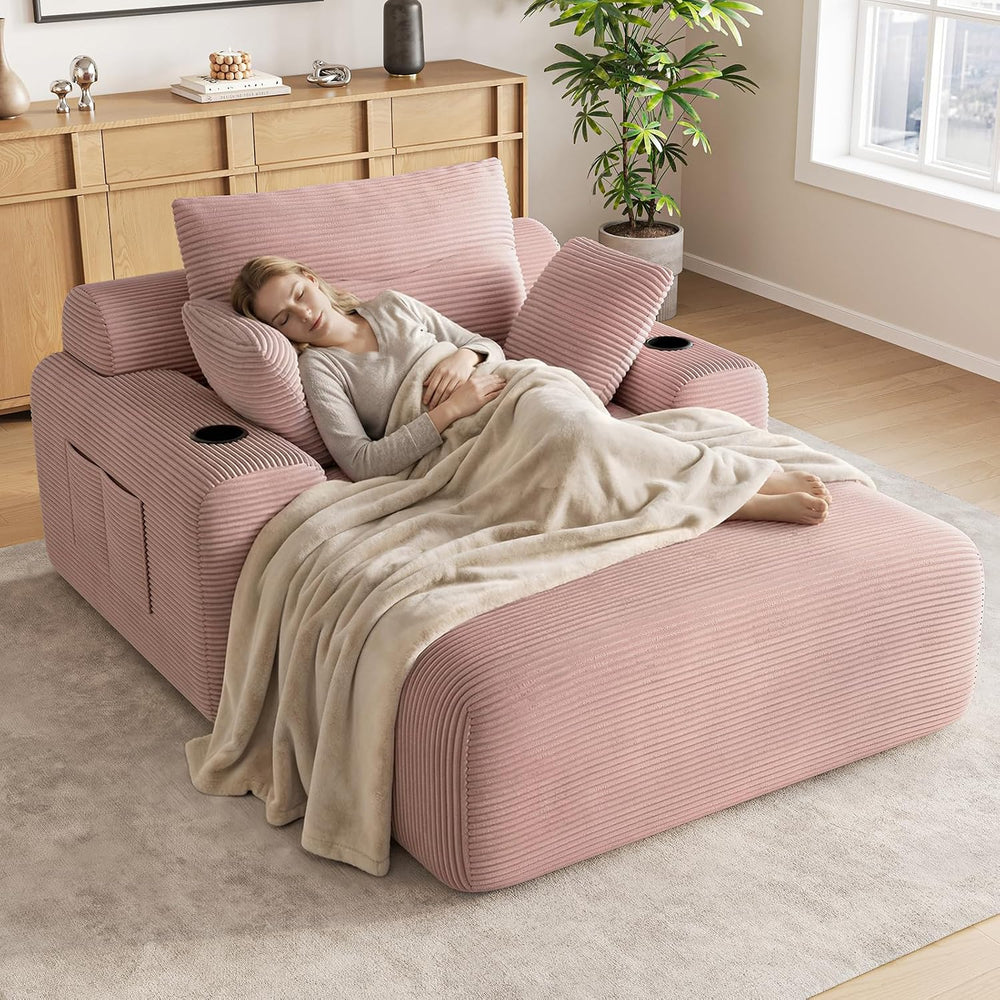 69” Oversized Chaise Lounge Chair Indoor, Soft Floor Chaise Lounge Reading Ch...