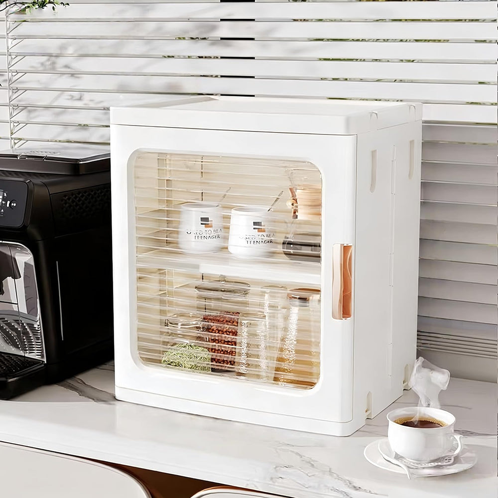 Countertop Storage Cabinet with Door and Shelf Mini Foldable Small Cabinet Or...