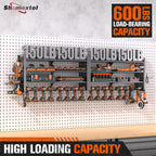 66" W Super Large Power Tool Organizer Wall Mount,Heavy Duty Cordless Tool Organizer with 18 Drill Holder,600 Lbs Capacity 4-Layer Garage Organization for Garage and Workshop (Black)