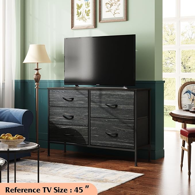 WLIVE Dresser for Bedroom with 5 Drawers, Wide Dressers with Drawer Organizer...