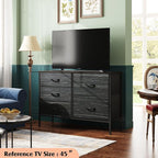 WLIVE Dresser for Bedroom with 5 Drawers, Wide Dressers with Drawer Organizers, Chest of Drawers, Fabric Dresser for Living Room, Closet, Hallway, Charcoal Black Wood Grain Print