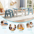 Kids Table and Chairs Set, Activity Table with 2 Chairs for Ages 3-6, Toddler Table and Chair Set Ideal for Reading, Drawing, Dining, Arts Crafts,Gifts for Kids (Blue)