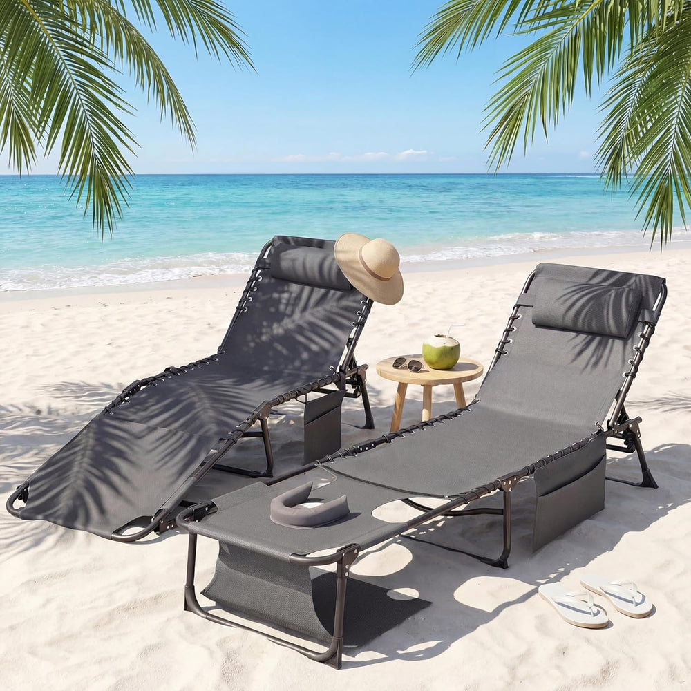 Flamaker Oversize Face Down Chaise Lounge Chair | 27 Inch Wide Foldable Outdo...