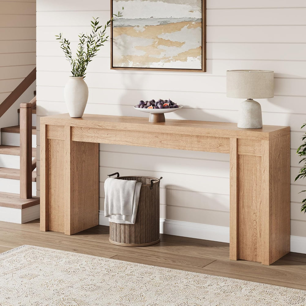 GAOMON 70.9" Farmhouse Cherrywood Console Table - 1.9" Thick Top (3...