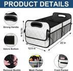 Deosk Trunk Organizer with 6 Pockets - Car Storage Accessory for SUVs, Minivans, and Trucks - 50L Waterproof Polyester (Medium, Beige)
