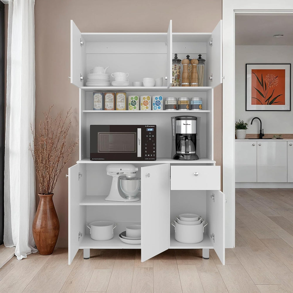 DEPOT E-SHOP 44" Lehr Pantry Cabinet with Ample Storage, Spacious Shelve...