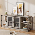 IDEALHOUSE Farmhouse TV Stand for 65/75 Inch TVs, Entertainment Center with Storage Cabinet, Industrial Media Console Table, Furniture for Living Room, Grey