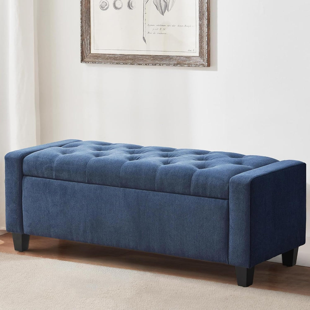 Zihanhome Ottoman with Storage, 48.8" Fabric Storage Ottoman Bench with ...