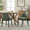 VKNOW Wooden Dining Chairs Set of 2, Upholstered Dining Room Chairs with Rubberwood Legs and Padded Seats, Kitchen Chairs for Restaurant Kitchen Living Room, Green