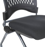 Office Star Deluxe Ventilated Plastic Wrap Around Back Folding Nesting Chair 2 Pack, Coal FreeFlex Fabric