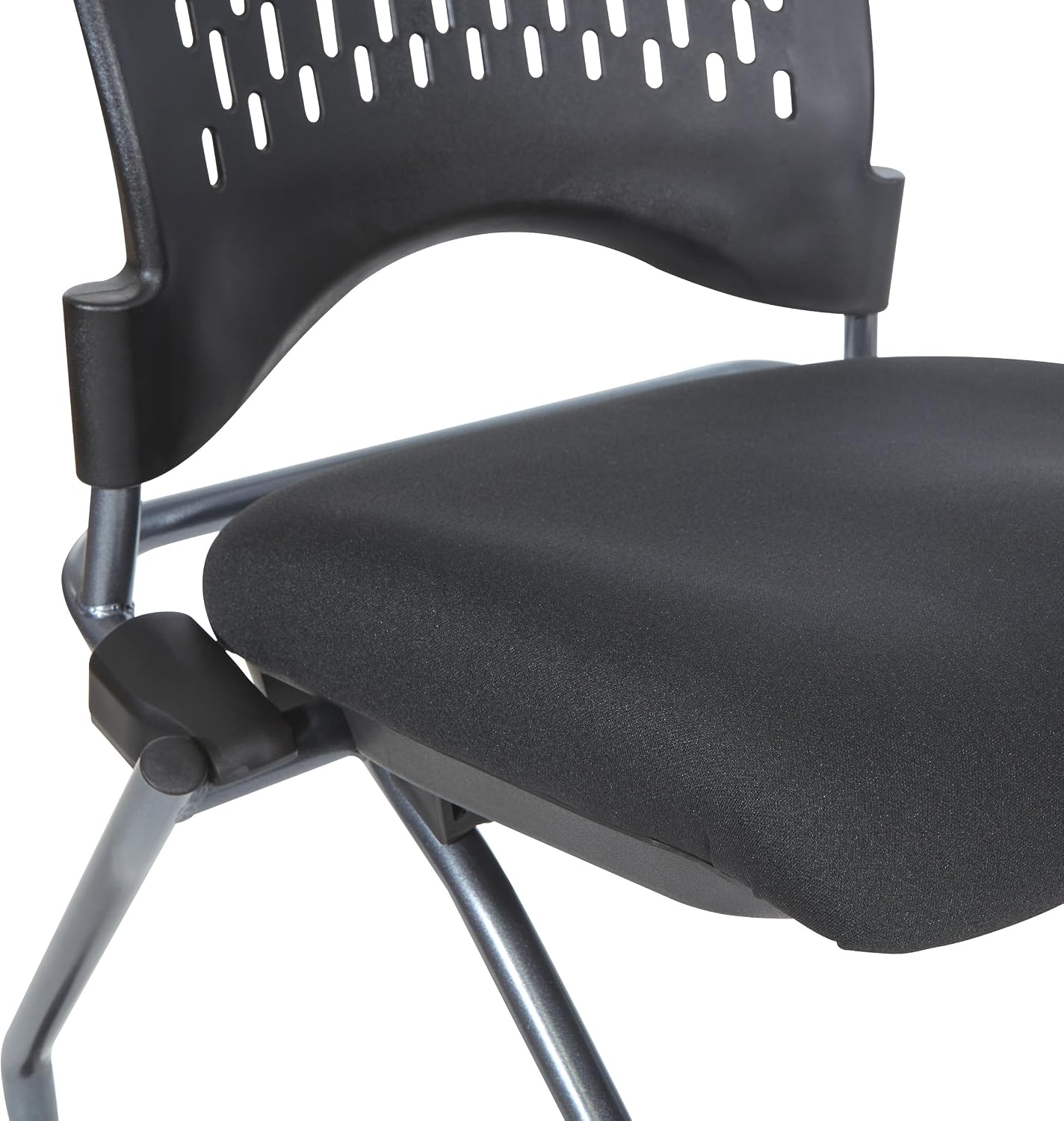 Office Star Deluxe Ventilated Plastic Wrap Around Back Folding Nesting Chair 2 Pack, Coal FreeFlex Fabric