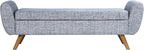 HomePop 60" Modern Storage Bench with Wood Legs - Blue Gray Woven Fabric