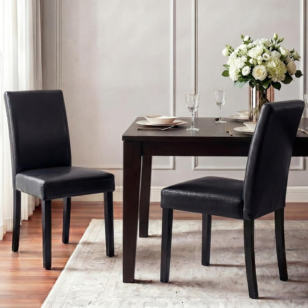 LSSBOUGHT Modern Dining Chair Urban Style Linen Kicthen Chairs with Solid Woo...