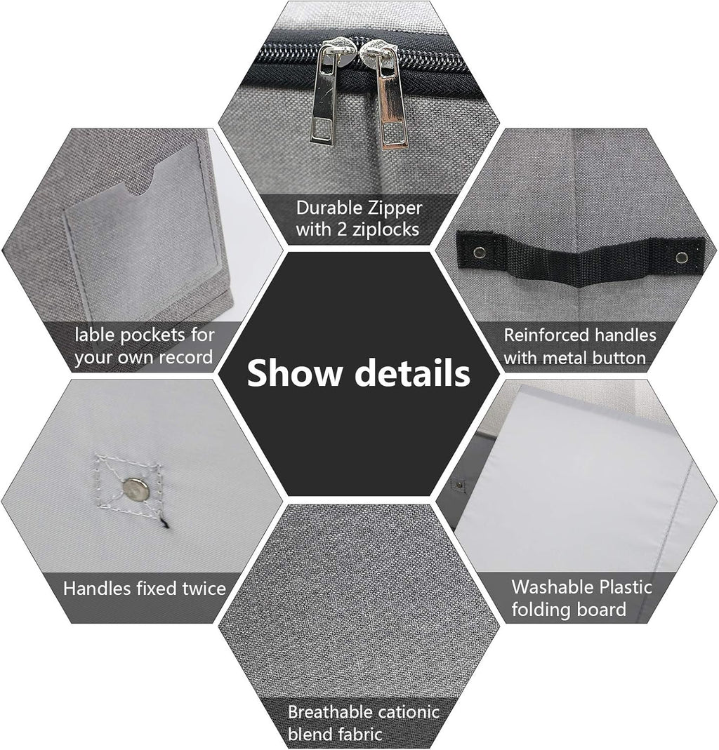 AMJ 29.5"*15"*7", Blanket, Duvets, Winter Clothes Storage Box for Under Bed, Top Wardrobe Organizer, Dark Gray
