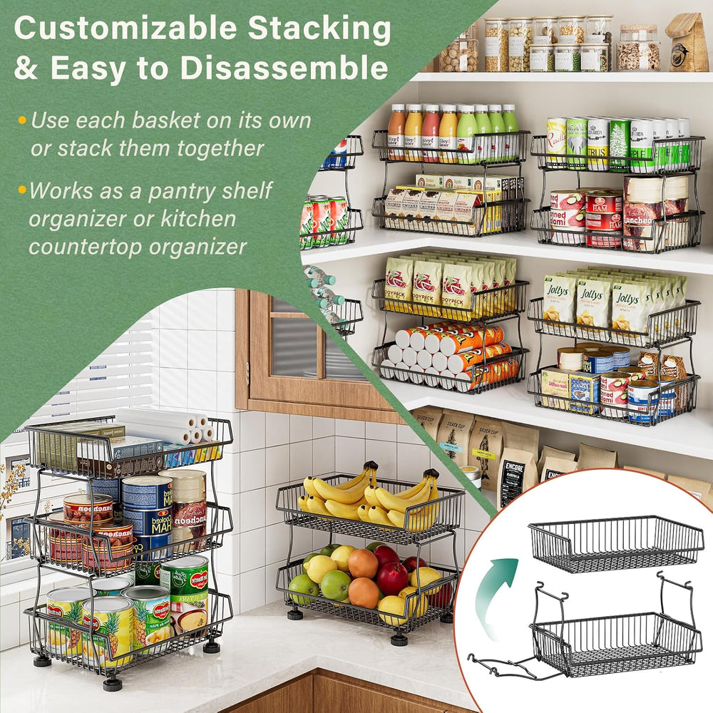 OKZEST Pantry Organizers and Storage Cart with Upgraded Metal Hub Casters | F...