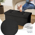 STORAGEBUD Storage Ottoman Bench with Bins, 30-in Storage Bench for Bedroom End of Bed, Folding Foot Rest Ottoman for Living Room Max 660lbs, Fabric Ottomans, Black