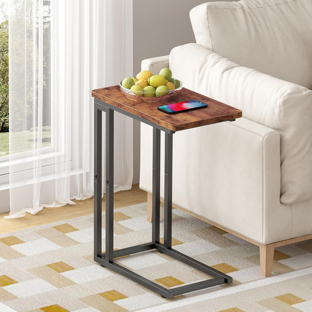 Yusong C Shaped End Table - Slide Under Sofa Couch Bed, Small Table for Small...