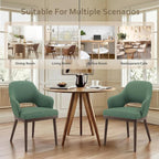 Wooden Dining Chairs Set of 4, Modern Fabric Upholstered Dining Room Chair, Kitchen Side Chairs, Farmhouse Dinner Chair with Open Back for Kitchen, Green