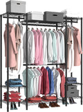 Garment Rack Heavy Duty Clothes Rack for Hanging Clothes,Metal Garment Rack,Freestanding Clothing Rack,Adjustable Custom Closet Rack,54" L x 13.8" W x 75.8" H, Max Load 750LBS,Black