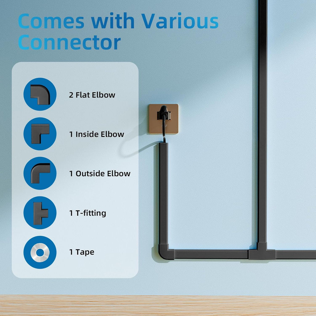 Yecaye 142in Wall Cord Hider for 2-3 Cords, On-Wall Cord Cover Channel, Cable Concealer, Cable Cover Cords Management for Home Office, W0.94in H0.47in, Black