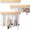 3 Pack Necklace Holder Wall Mounted Hanging Jewelry Organizer, Wooden Jewelry Hanger with 39 Hooks for Necklace Earring Bracelet & Accessories Display, Jewelry Storage Holder for Bedroom Closet Decor