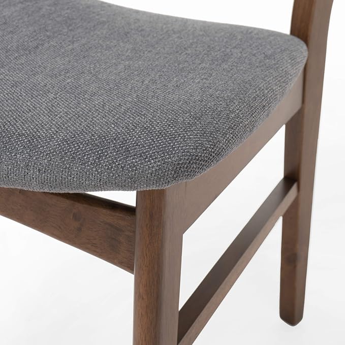 Christopher Knight Home Frances Mid-Century Modern Dining Chairs (Set of 4), 100% Polyester and Rubber Wood, Dark Gray, Walnut