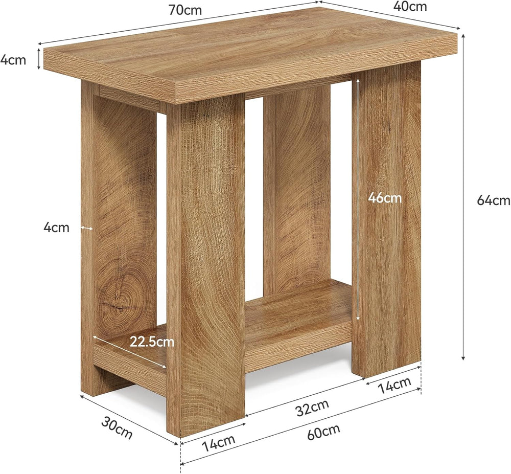 LITTLE TREE 2-Tier Side Table, Farmhouse End Table with Storage Shelves, Smal...