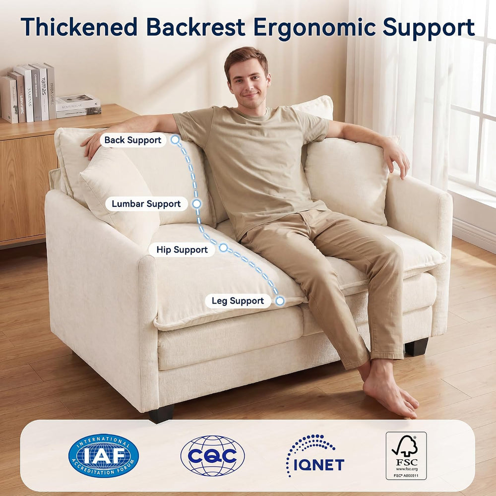Loveseat Sofa Couch, Small Mini Compact 50" Love Seat 27" Deep Clou...