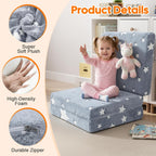 MeMoreCool Foldable Floor Mattress for Kids, Glow Star Trifold Mat, Kids Folding Mattress Portable Futon, 57x22 Inch Grey