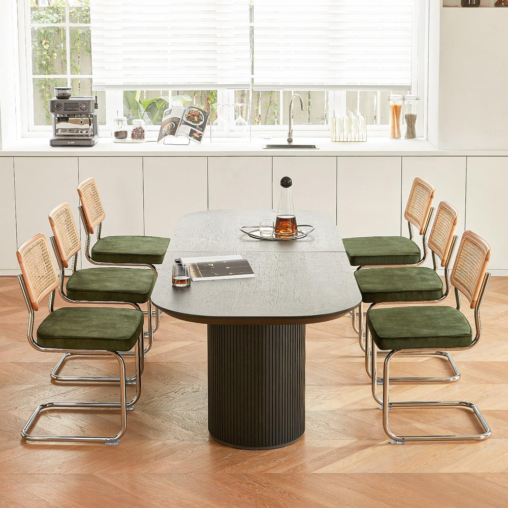 GrandNoor Rattan Dining Chairs Set of 4, Wooden Mid Century Modern Dining Roo...