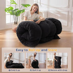 MAXYOYO Japanese Floor Mattress Full Size, 6" Foldable Futon Mattress Tufted Roll Up Floor Bed, Thick Chenille Tatami Mat Sleeping Pad for Camping Guest Room Dormitory Bedroom RV, Black