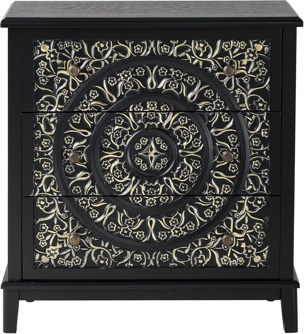 COZAYH 3-Drawer Fully-Assembled Flower Motif Dresser for French Country, Mode...