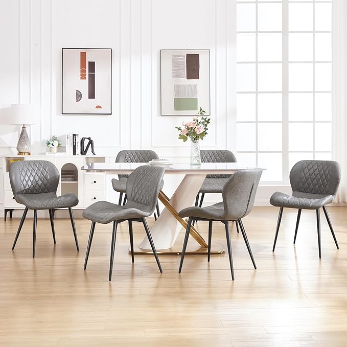 Dining Chairs Set of 6, Comfy Modern Dining Chairs with Thick Cushions, Uphol...